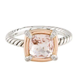 DAVID YURMAN MORGANITE & DIAMOND 18K ROSE GOLD & SILVER PETITE CHÂTELAINE RING